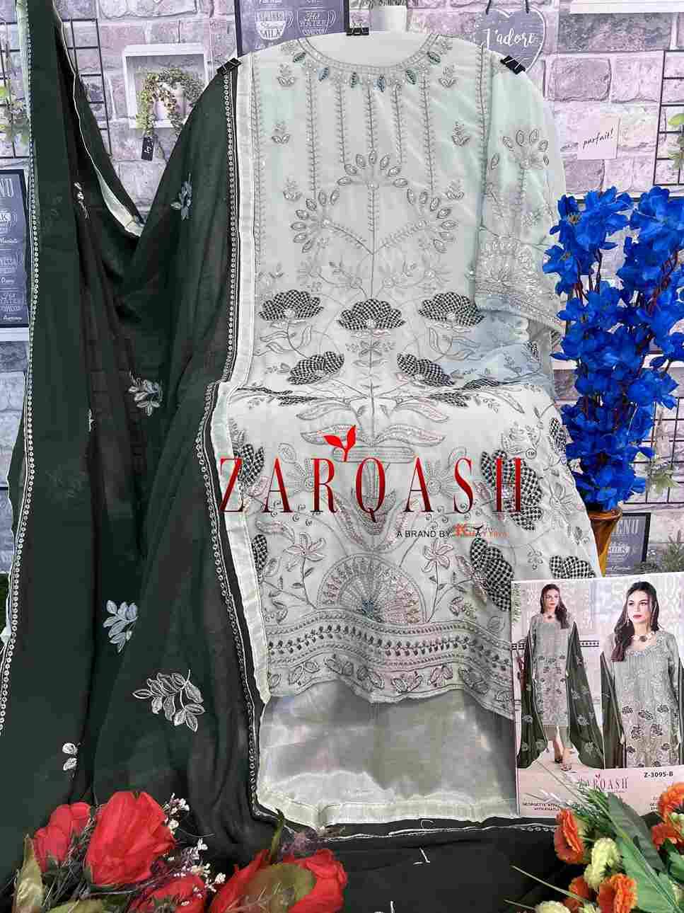 Zarqash Hit Design 3095 Colours By Zarqash 3095-A To 3095-D Series Beautiful Pakistani Suits Stylish Fancy Colorful Party Wear & Occasional Wear Georgette Embroidered Dresses At Wholesale Price