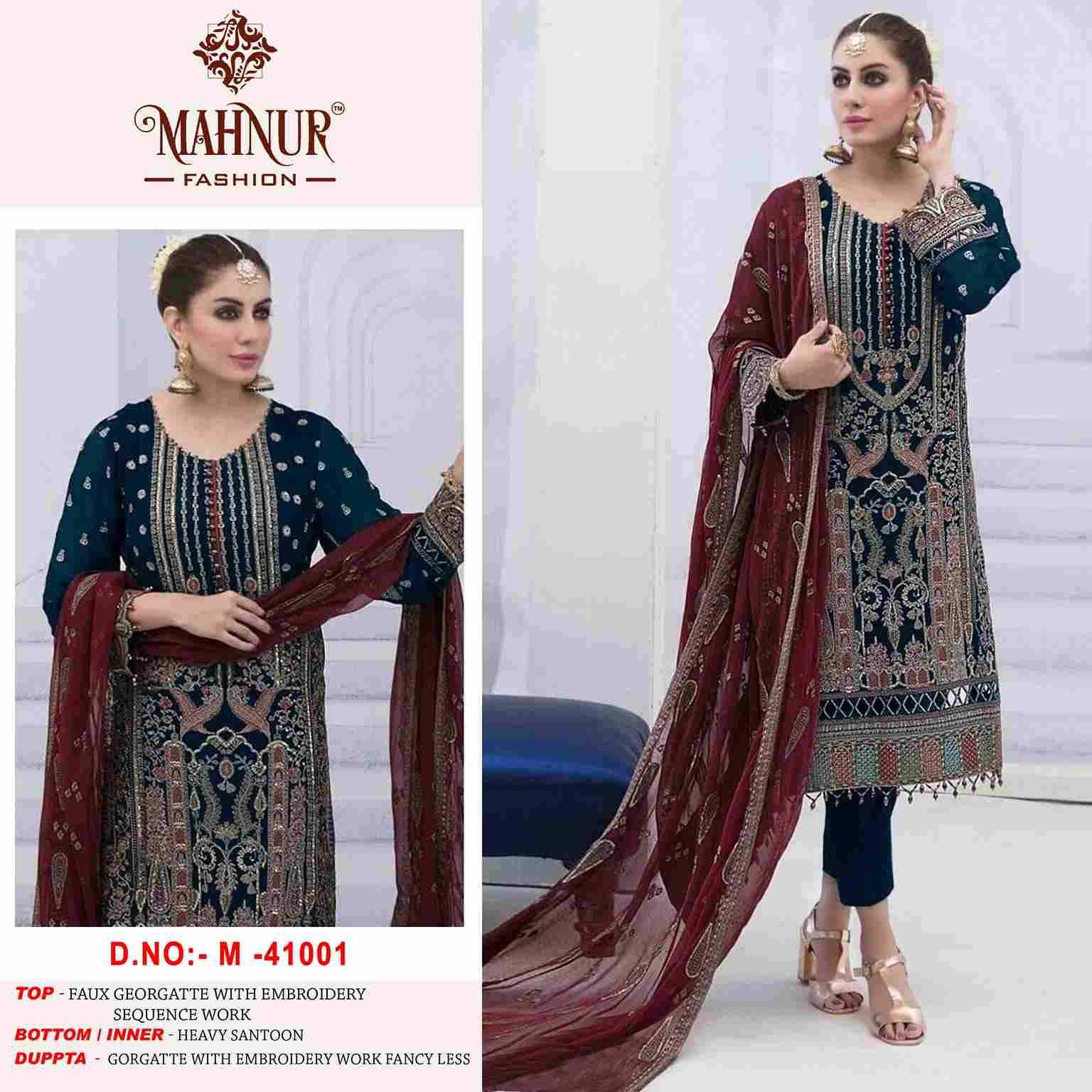 Mahnur Vol-41 By Mahnur Fashion 41001 To 41004 Series Beautiful Pakistani Suits Colorful Stylish Fancy Casual Wear & Ethnic Wear Faux Georgette Dresses At Wholesale Price