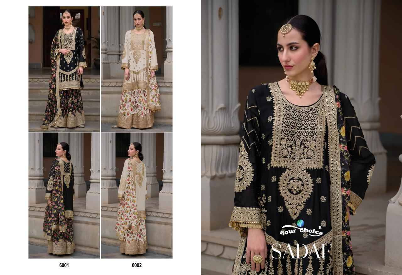 Sadaf By Your Choice 6001 To 6002 Series Beautiful Stylish Fancy Colorful Casual Wear & Ethnic Wear Collection Pure Chinnon Dresses At Wholesale Price