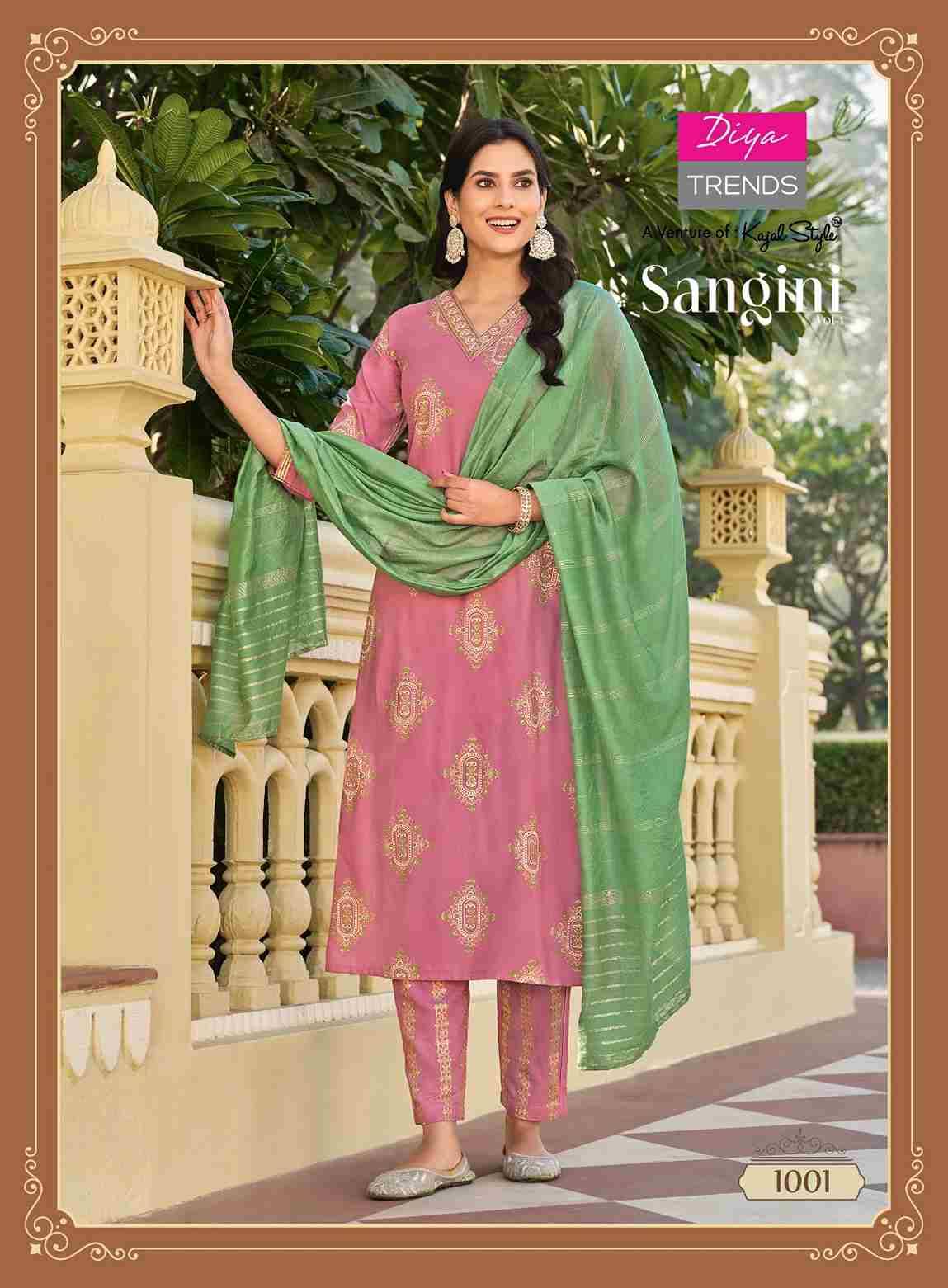 Sangini Vol-1 By Diya Trends 1001 To 1010 Series Festive Suits Beautiful Fancy Colorful Stylish Party Wear & Occasional Wear Rayon Print Dresses At Wholesale Price