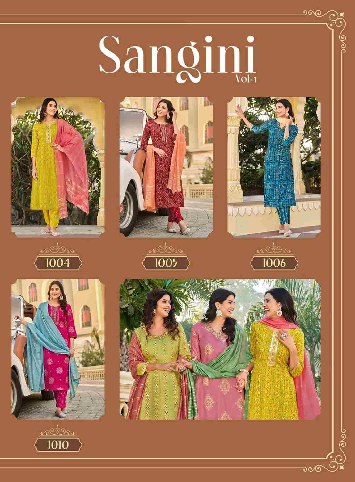 Sangini Vol-1 By Diya Trends 1001 To 1010 Series Festive Suits Beautiful Fancy Colorful Stylish Party Wear & Occasional Wear Rayon Print Dresses At Wholesale Price