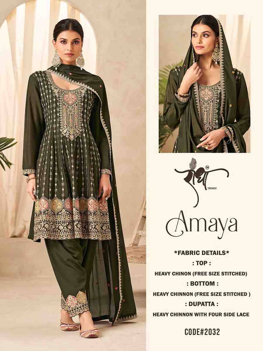 Amaya By Radha Trendz 2031 To 2034 Series Beautiful Festive Suits Colorful Stylish Fancy Casual Wear & Ethnic Wear Chinnon Embroidered Dresses At Wholesale Price