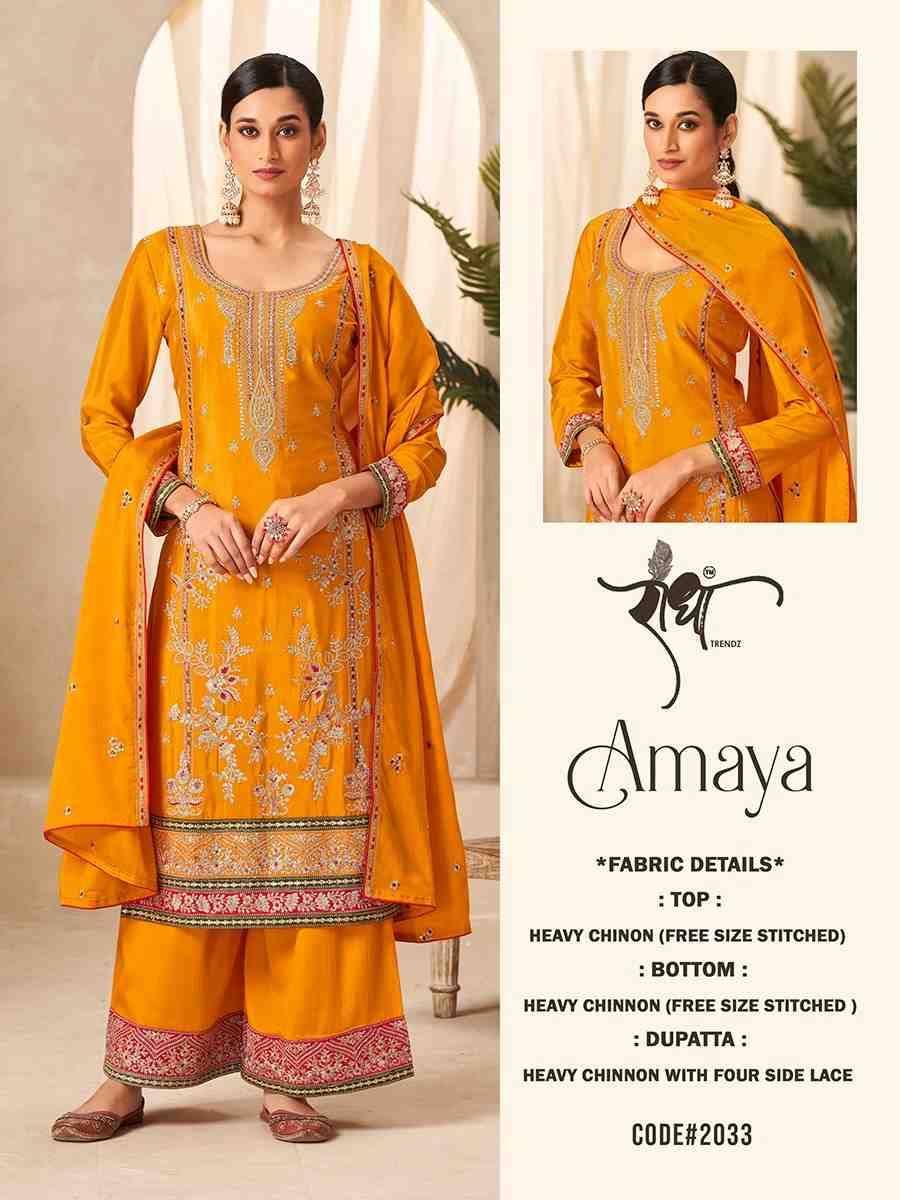 Amaya By Radha Trendz 2031 To 2034 Series Beautiful Festive Suits Colorful Stylish Fancy Casual Wear & Ethnic Wear Chinnon Embroidered Dresses At Wholesale Price