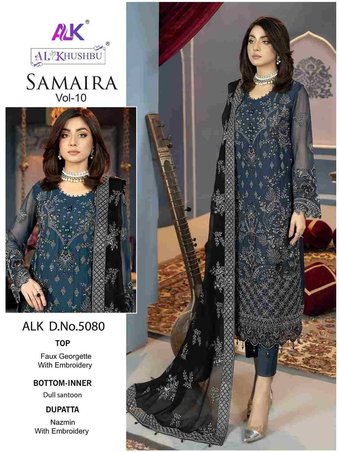 Samaira Vol-10 By Al Khushbu 5079 To 5081 Series Designer Pakistani Suits Beautiful Stylish Fancy Colorful Party Wear & Occasional Wear Faux Georgette With Embroidery Dresses At Wholesale Price