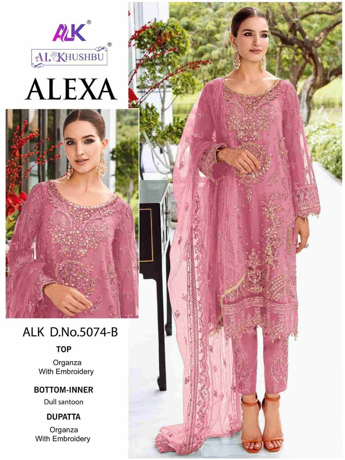 Alexa By Al Khushbu 5074-A To 5074-D Series Designer Pakistani Suits Beautiful Stylish Fancy Colorful Party Wear & Occasional Wear Organza With Embroidery Dresses At Wholesale Price