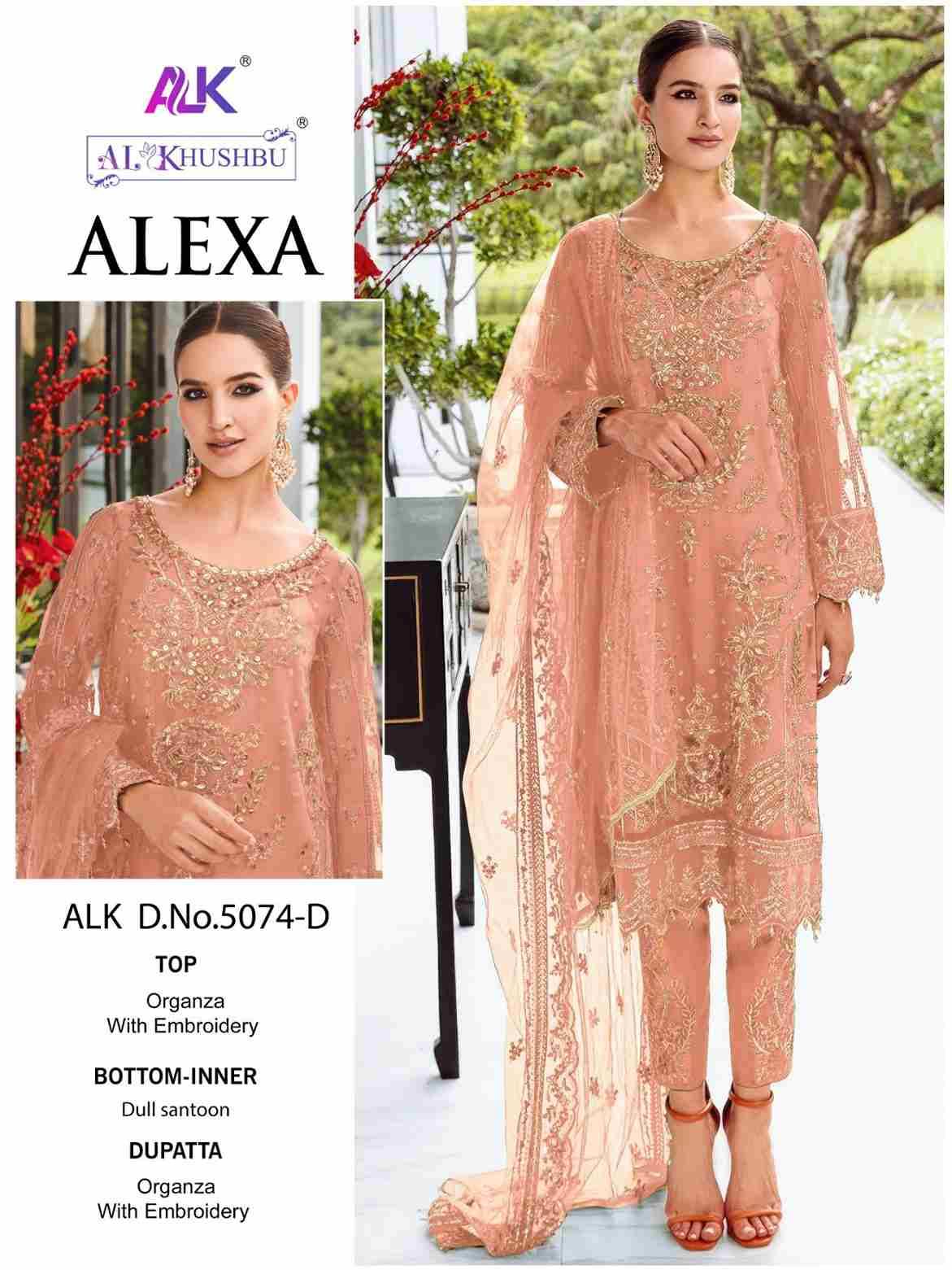 Alexa By Al Khushbu 5074-A To 5074-D Series Designer Pakistani Suits Beautiful Stylish Fancy Colorful Party Wear & Occasional Wear Organza With Embroidery Dresses At Wholesale Price
