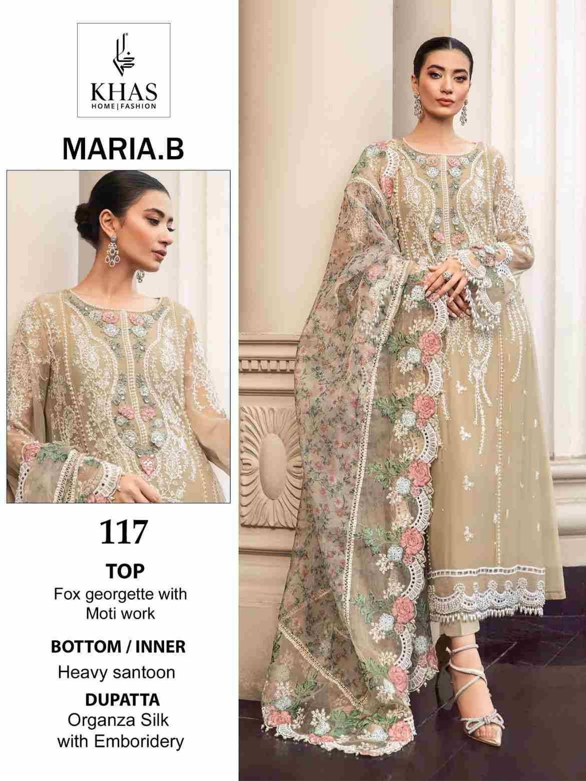 Maria.B By Khas 117 To 119 Series Beautiful Pakistani Suits Colorful Stylish Fancy Casual Wear & Ethnic Wear Faux Georgette Dresses At Wholesale Price