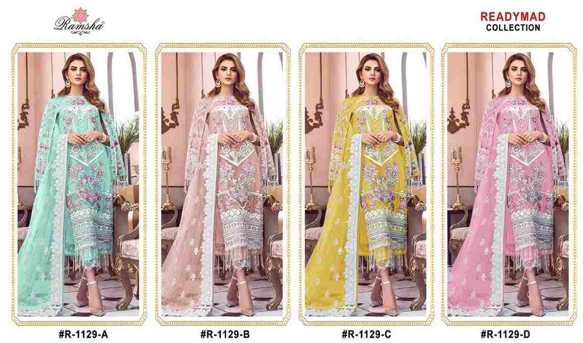 Ramsha 1129 Colours By Ramsha 1129-A To 1129-D Series Beautiful Pakistani Suits Colorful Stylish Fancy Casual Wear & Ethnic Wear Organza Dresses At Wholesale Price