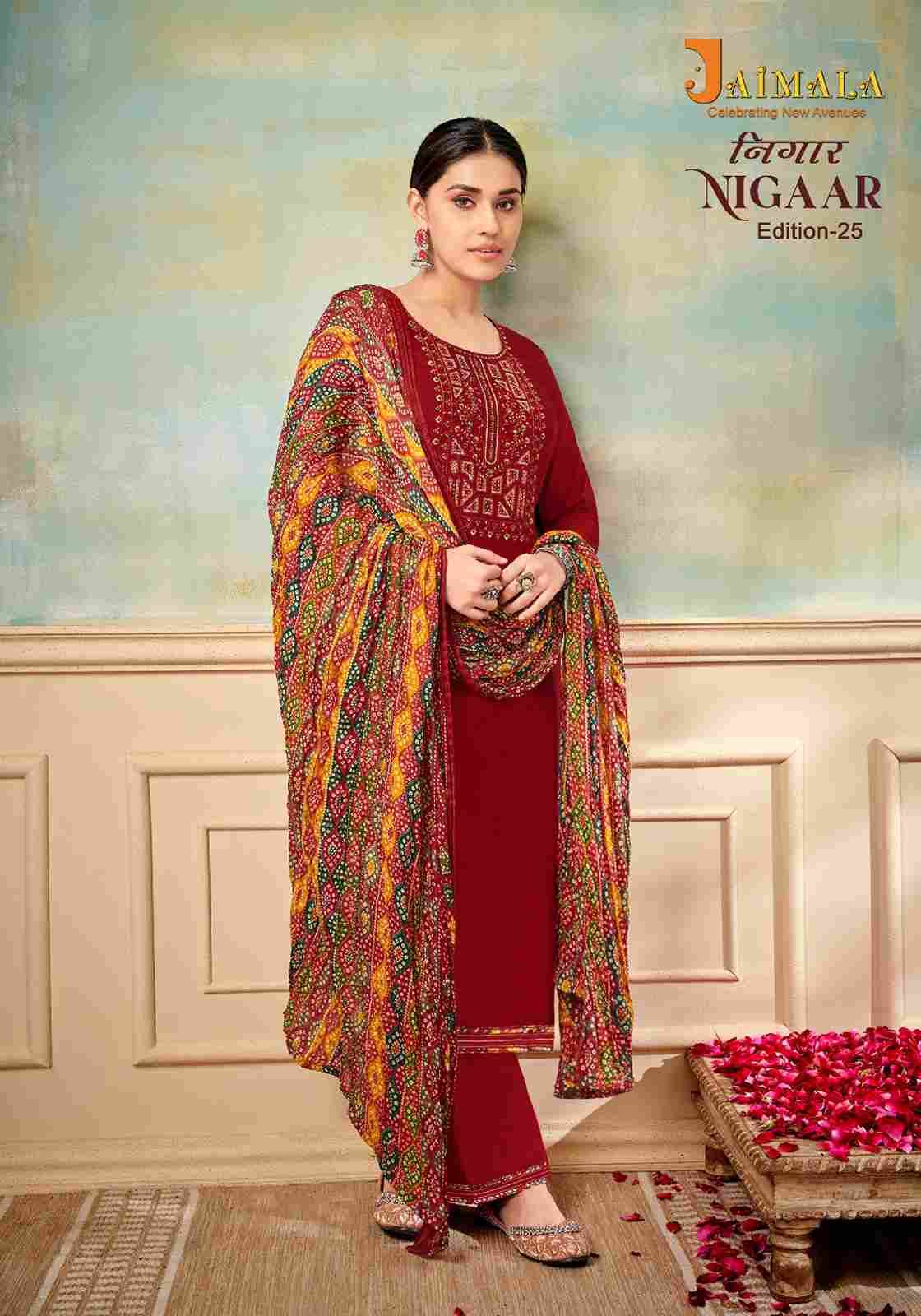 Nigaar Vol-25 By Jaimala 1461-001 To 1461-008 Series Beautiful Festive Suits Colorful Stylish Fancy Casual Wear & Ethnic Wear Pure Rayon Slub With Work Dresses At Wholesale Price