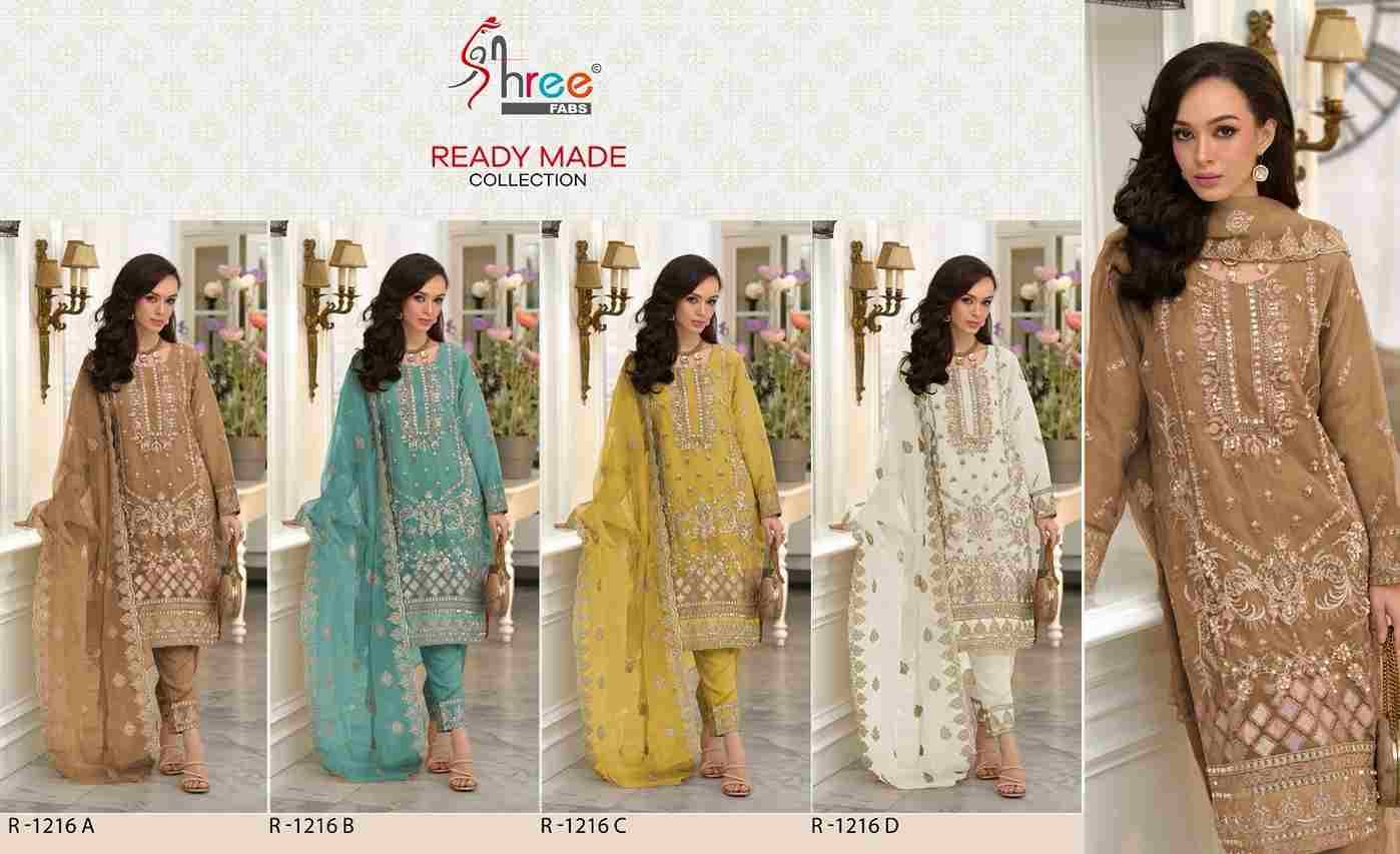 Shree Fabs Hit Design R-1216 Colours By Shree Fabs R-1216-A To R-1216-D Series Beautiful Pakistani Suits Stylish Fancy Colorful Party Wear & Occasional Wear Organza Embroidered Dresses At Wholesale Price