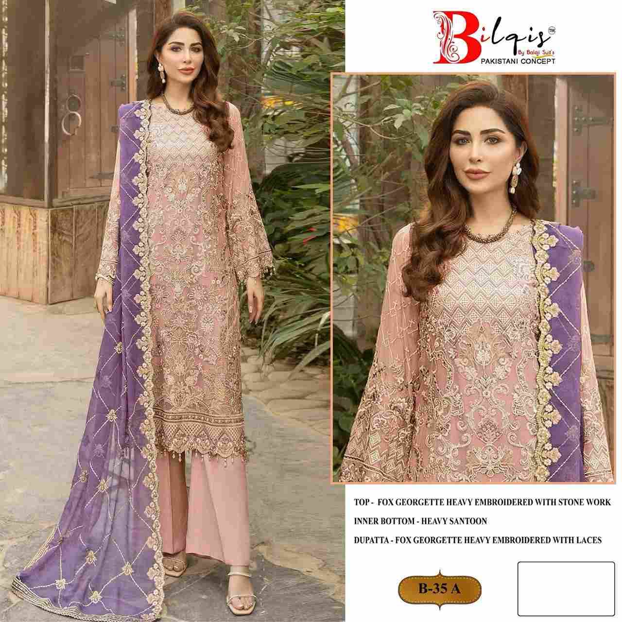 Bilqis 35 Colours By Bilqis 35-A To 35-D Series Beautiful Pakistani Suits Stylish Fancy Colorful Party Wear & Occasional Wear Faux Georgette Embroidery Dresses At Wholesale Price
