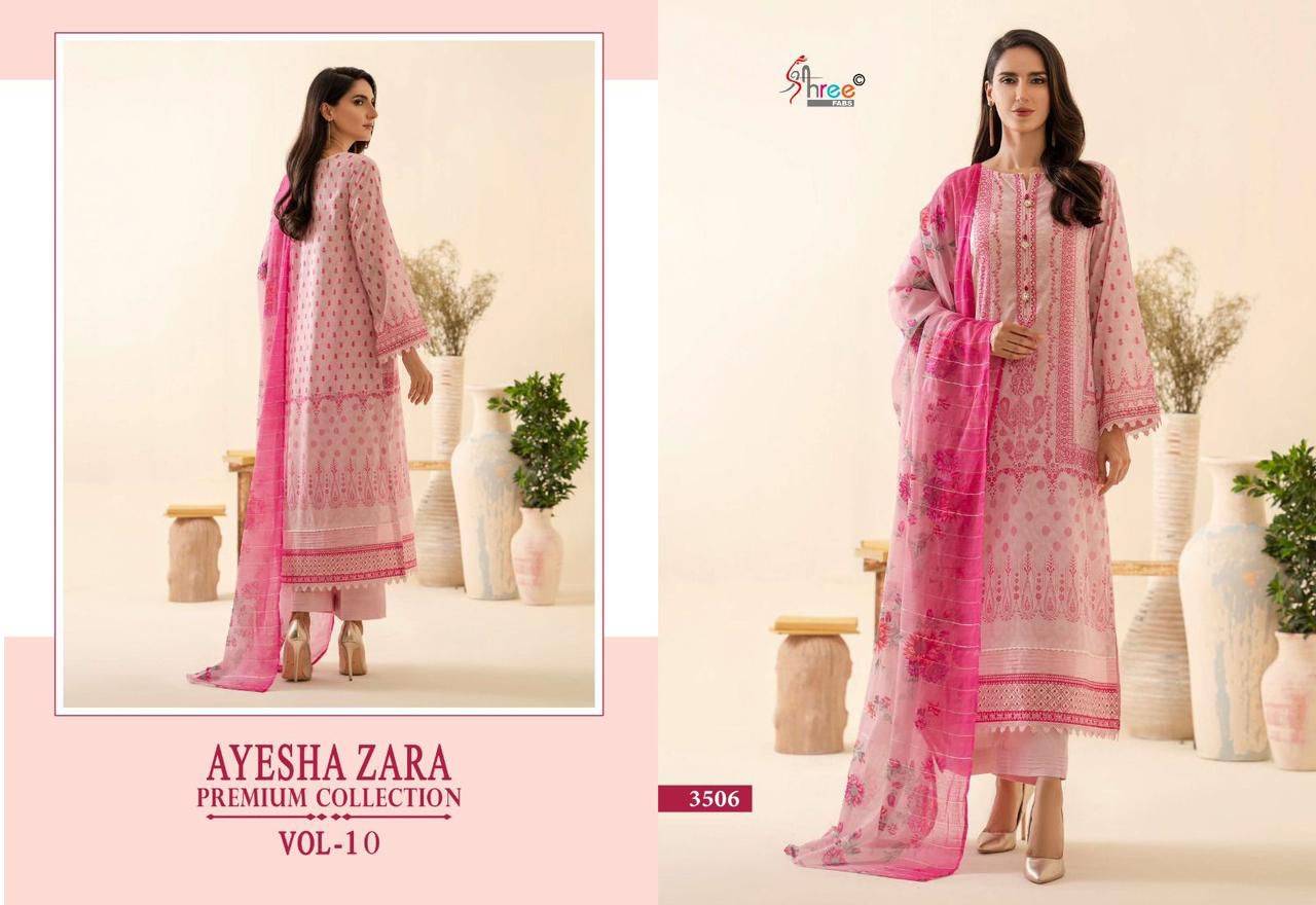 Ayesha Zara Premium Collection Vol-10 By Shree Fabs 3506 To 3511 Series Pakistani Suits Beautiful Fancy Colorful Stylish Party Wear & Occasional Wear Pure Cotton With Embroidery Dresses At Wholesale Price