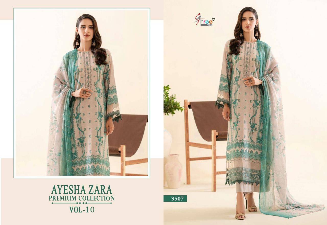Ayesha Zara Premium Collection Vol-10 By Shree Fabs 3506 To 3511 Series Pakistani Suits Beautiful Fancy Colorful Stylish Party Wear & Occasional Wear Pure Cotton With Embroidery Dresses At Wholesale Price