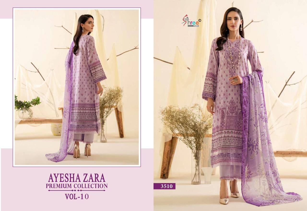 Ayesha Zara Premium Collection Vol-10 By Shree Fabs 3506 To 3511 Series Pakistani Suits Beautiful Fancy Colorful Stylish Party Wear & Occasional Wear Pure Cotton With Embroidery Dresses At Wholesale Price