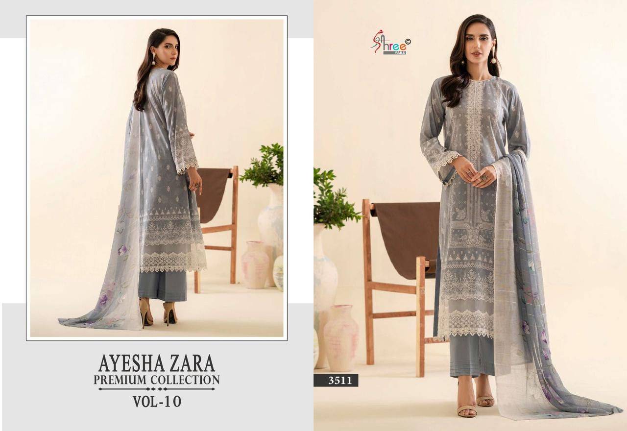 Ayesha Zara Premium Collection Vol-10 By Shree Fabs 3506 To 3511 Series Pakistani Suits Beautiful Fancy Colorful Stylish Party Wear & Occasional Wear Pure Cotton With Embroidery Dresses At Wholesale Price