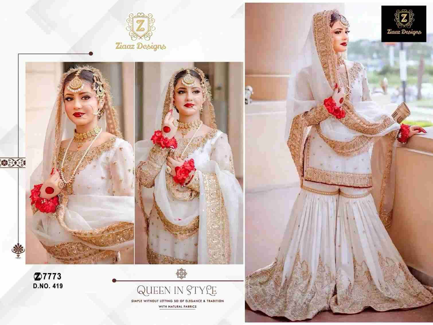 Ziaaz Designs Hit Design 419 By Ziaaz Designs Designer Pakistani Suits Collection Beautiful Stylish Fancy Colorful Party Wear & Occasional Wear Faux Georgette Embroidered Dresses At Wholesale Price