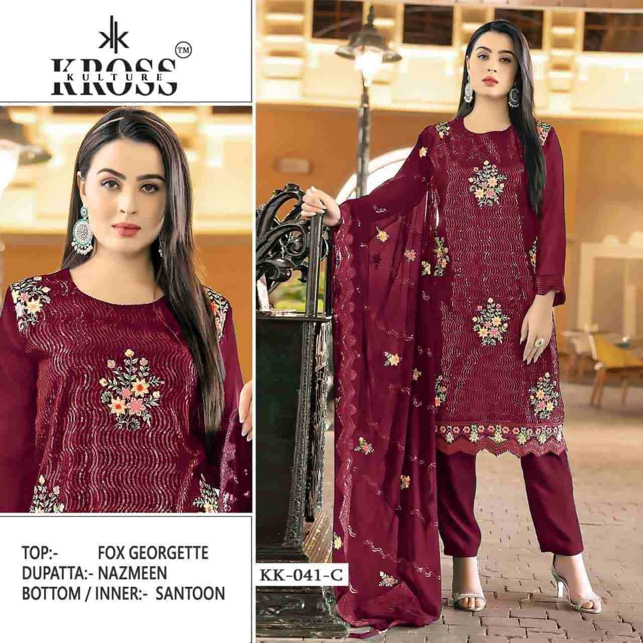 Kross Kulture Hit Design 041 Colours By Kross Kulture Beautiful Stylish Pakistani Suits Fancy Colorful Casual Wear & Ethnic Wear & Ready To Wear Heavy Georgette Embroidered Dresses At Wholesale Price