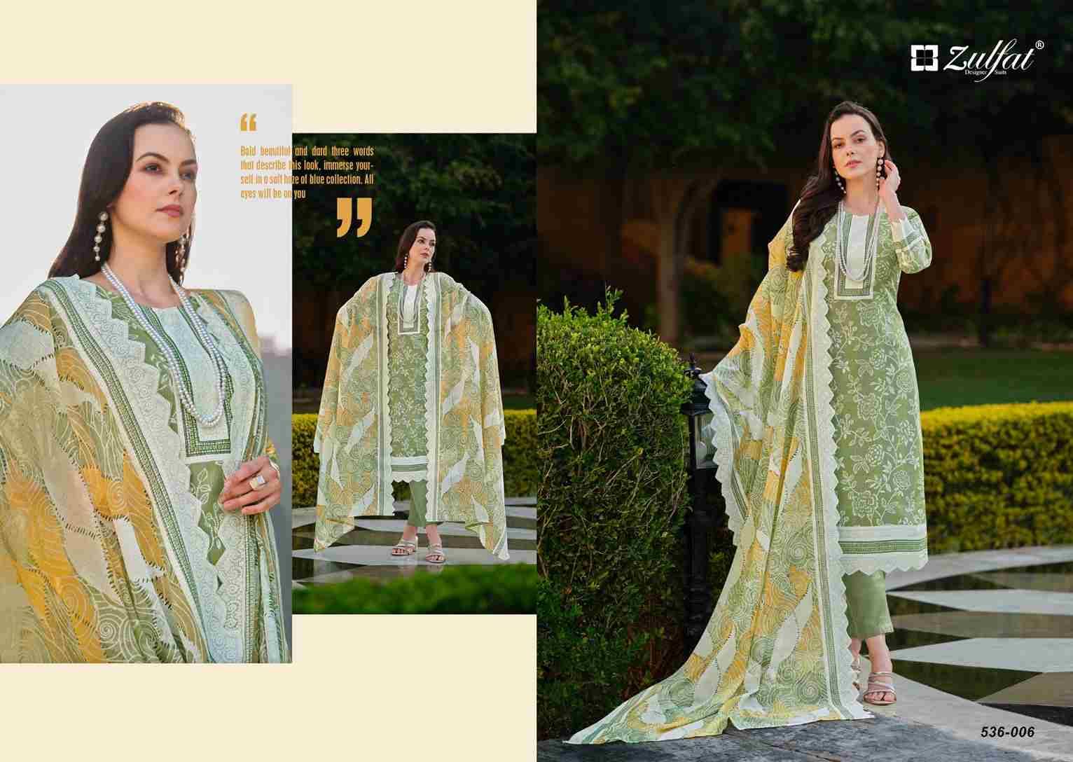  Farhana Vol-2 By Zulfat 536-001 To 536-008 Series Beautiful Festive Suits Stylish Fancy Colorful Casual Wear & Ethnic Wear Pure Cotton Print Dresses At Wholesale Price