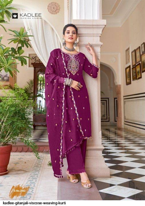 Gitanjali By Kadlee 2001 To 2004 Series Beautiful Stylish Suits Fancy Colorful Casual Wear & Ethnic Wear & Ready To Wear Viscose Weaving Dresses At Wholesale Price