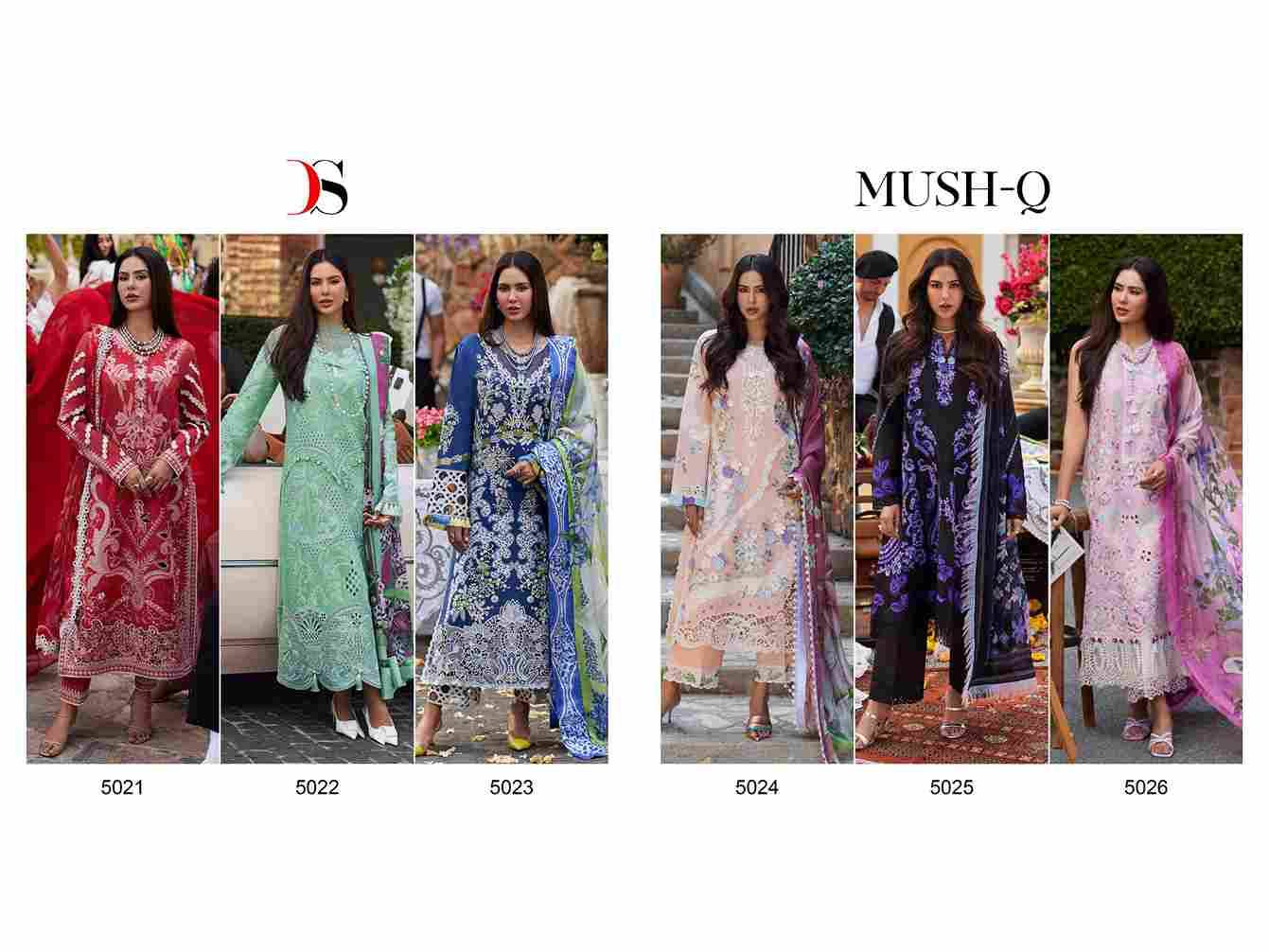 Mush-Q By Deepsy Suits 5021 To 5026 Series Designer Pakistani Suits Beautiful Stylish Fancy Colorful Party Wear & Occasional Wear Pure Cotton Dresses At Wholesale Price