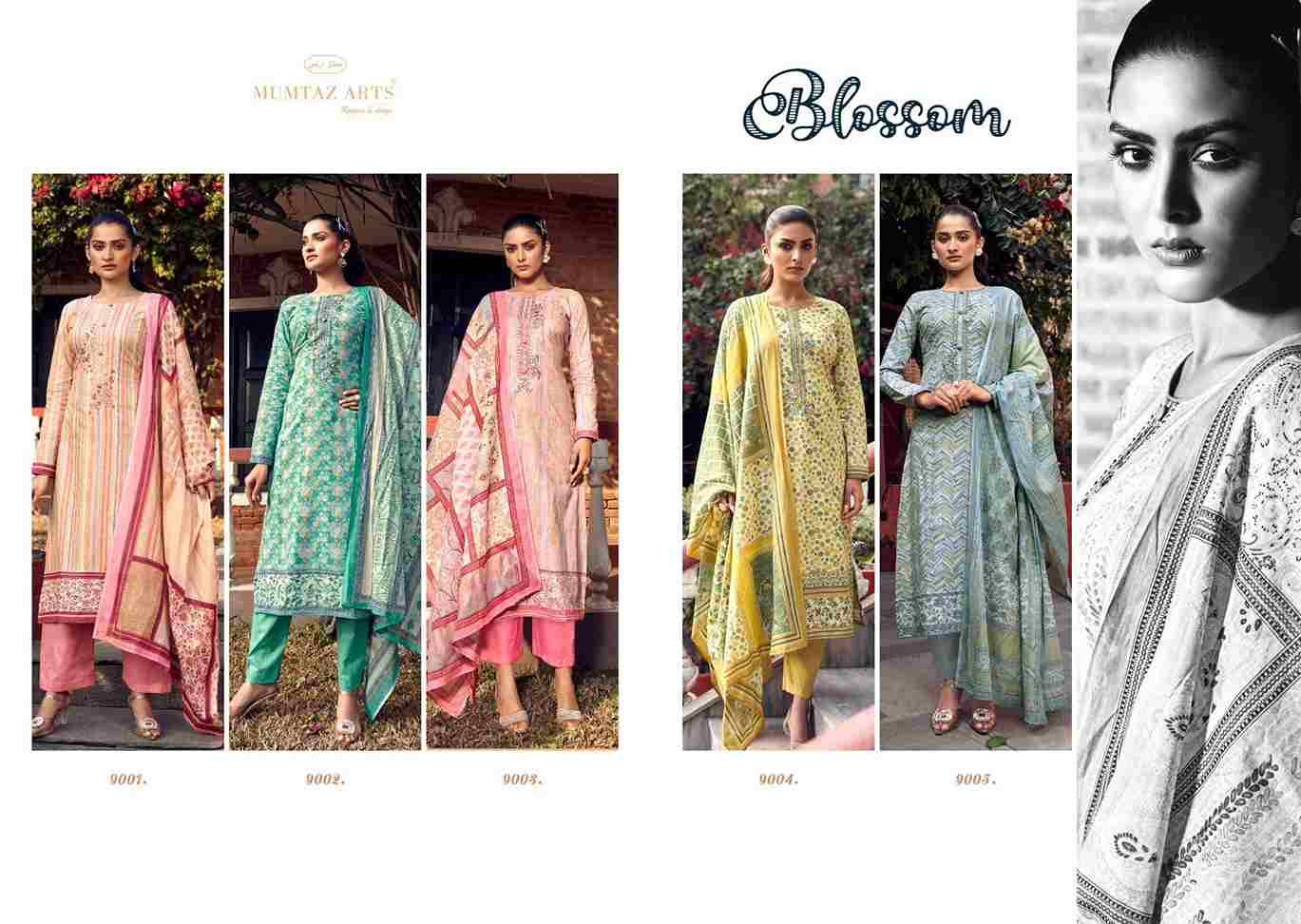 Blossom By Mumtaz Arts 9001 To 9005 Series Beautiful Festive Suits Colorful Stylish Fancy Casual Wear & Ethnic Wear Pure Cambric Print With Embroidered Dresses At Wholesale Price