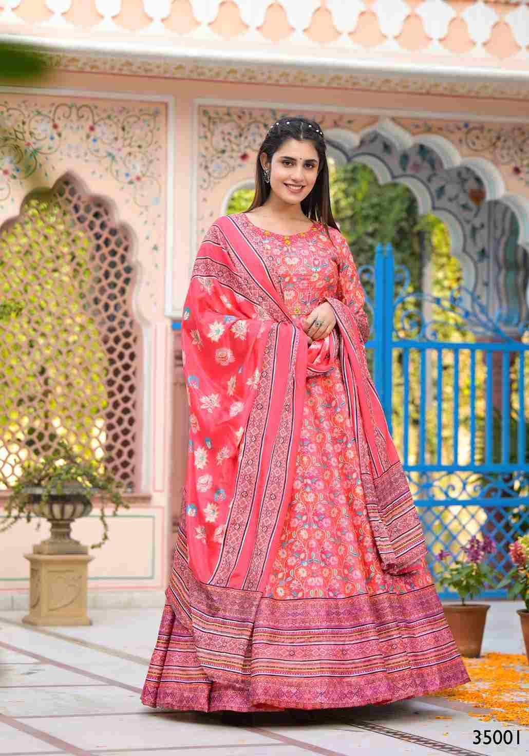 Ramya By Fashid Wholesale 35001 To 35004 Series Beautiful Stylish Fancy Colorful Casual Wear & Ethnic Wear Dola Silk Gowns With Dupatta At Wholesale Price