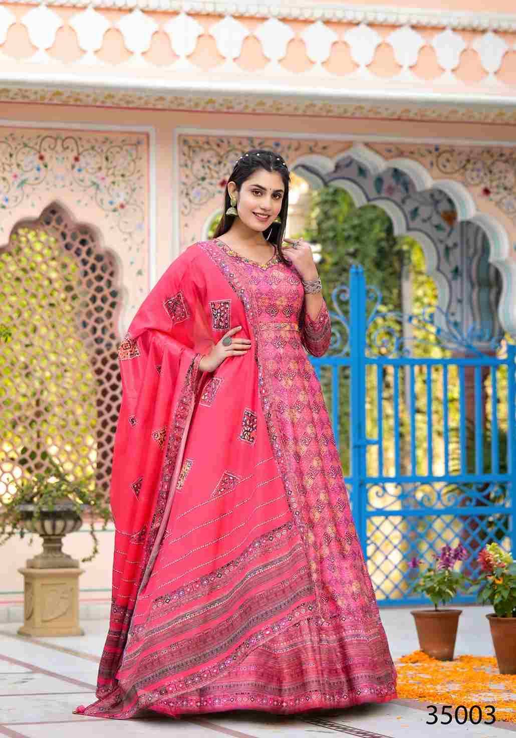 Ramya By Fashid Wholesale 35001 To 35004 Series Beautiful Stylish Fancy Colorful Casual Wear & Ethnic Wear Dola Silk Gowns With Dupatta At Wholesale Price