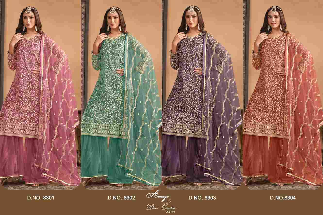 Aanaya Vol-183 By Twisha 8301 To 8304 Series Designer Festive Suits Collection Beautiful Stylish Fancy Colorful Party Wear & Occasional Wear Net With Satin Dresses At Wholesale Price