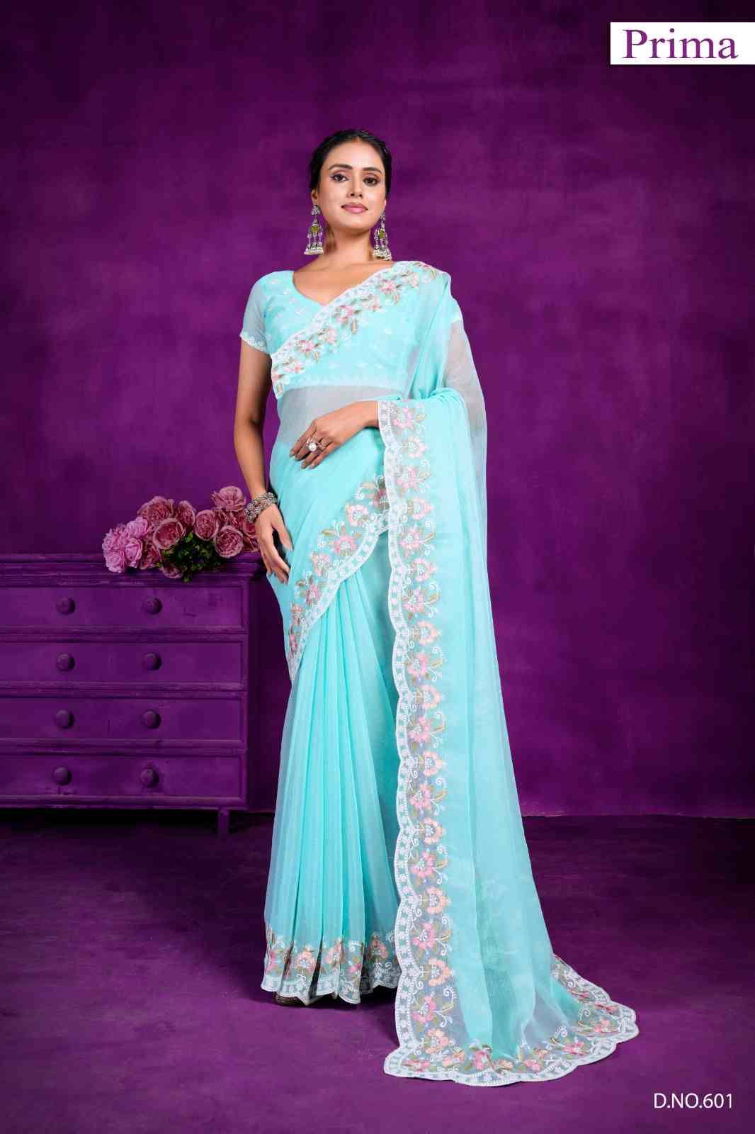 Prima By Fashid Wholesale 601 To 605 Series Indian Traditional Wear Collection Beautiful Stylish Fancy Colorful Party Wear & Occasional Wear Simar Sarees At Wholesale Price
