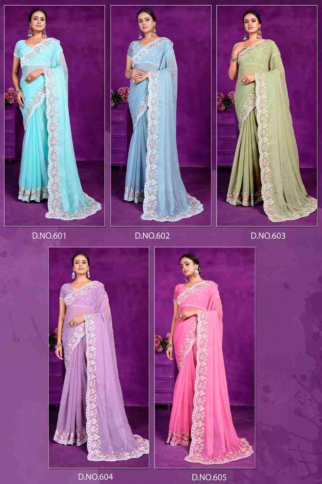 Prima By Fashid Wholesale 601 To 605 Series Indian Traditional Wear Collection Beautiful Stylish Fancy Colorful Party Wear & Occasional Wear Simar Sarees At Wholesale Price