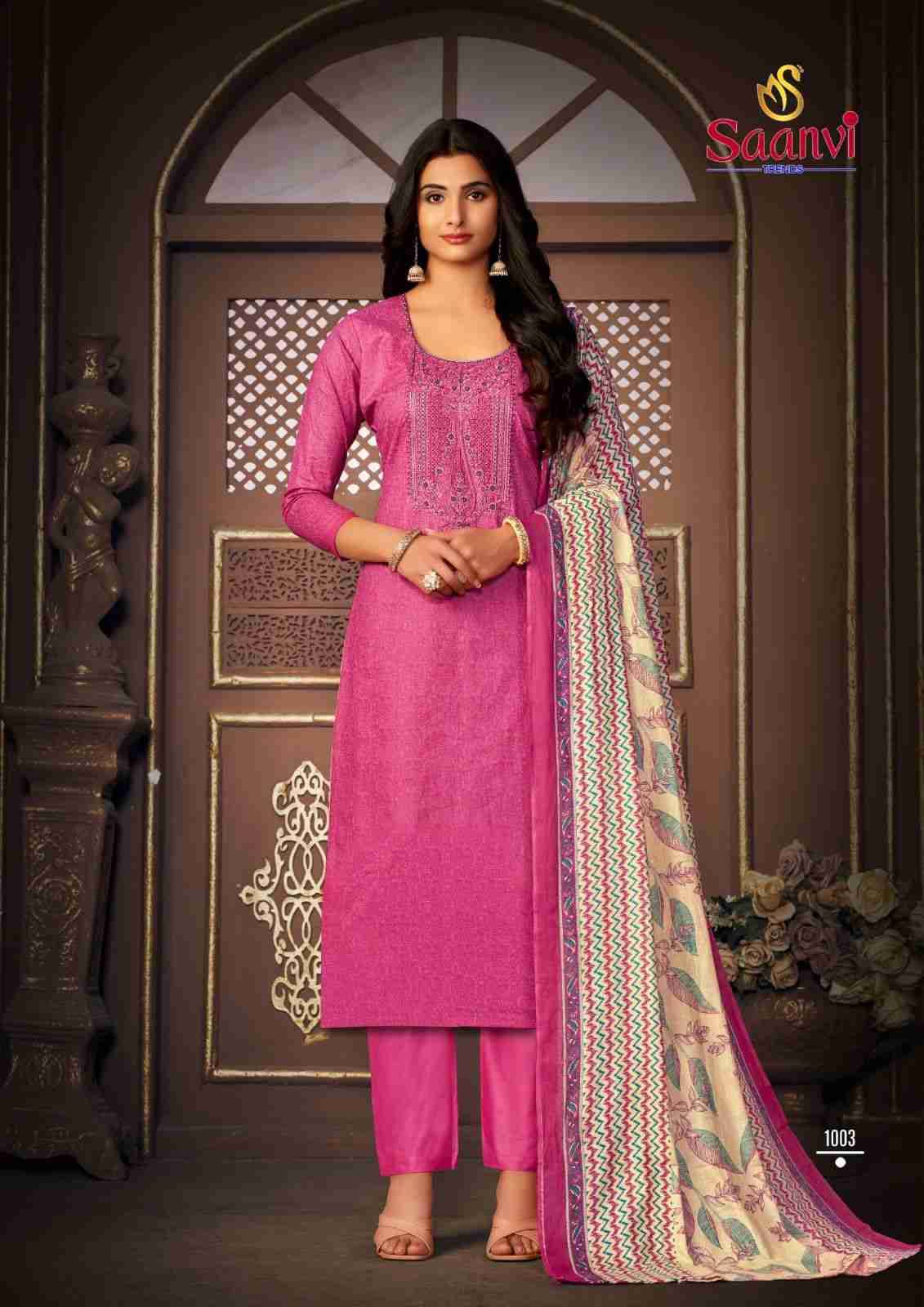 Simran By Saanvi Trends 1001 To 1008 Series Beautiful Festive Suits Colorful Stylish Fancy Casual Wear & Ethnic Wear Pure Cotton Embroidered Dresses At Wholesale Price