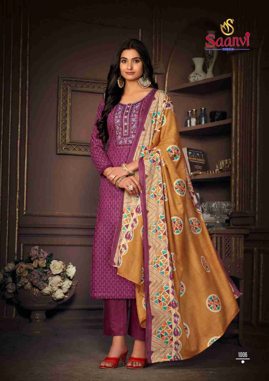 Simran By Saanvi Trends 1001 To 1008 Series Beautiful Festive Suits Colorful Stylish Fancy Casual Wear & Ethnic Wear Pure Cotton Embroidered Dresses At Wholesale Price