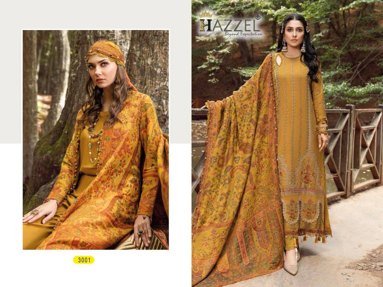 Maria.B Embroidered-24 By Hazzel 3001 To 3004 Series Beautiful Pakistani Suits Stylish Colorful Fancy Casual Wear & Ethnic Wear Rayon Cotton Embroidered Dresses At Wholesale Price