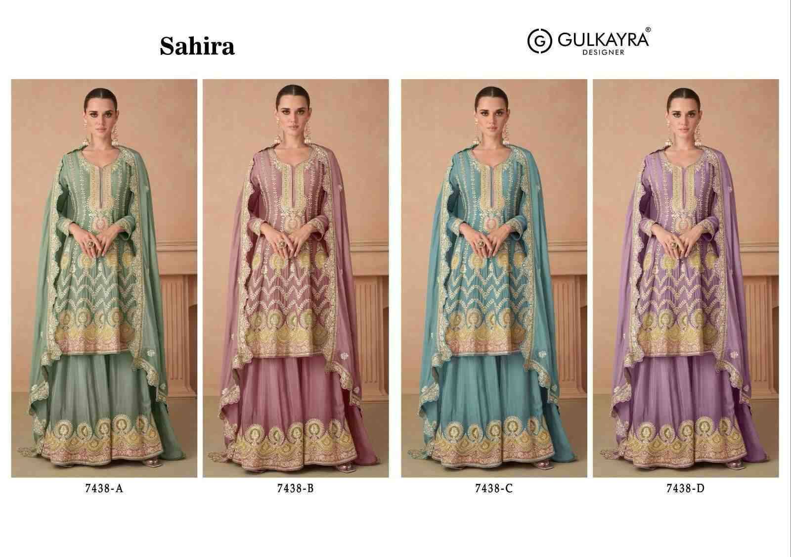 Sahira By Gulkayra Designer 7438-A To 7438-D Series Designer Festive Suits Beautiful Stylish Colorful Fancy Party Wear & Occasional Wear Chinnon Embroidered Dresses At Wholesale Price