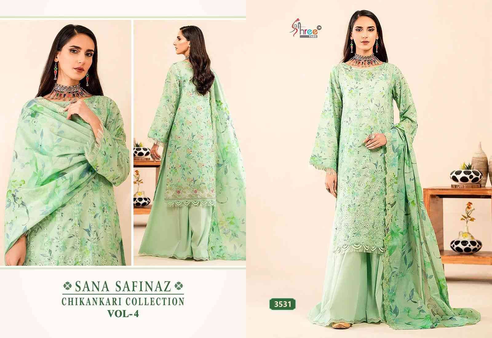 Sana Safinaz Chikankari Collection Vol-4 By Shree Fabs 3527 To 3532 Series Designer Pakistani Suits Beautiful Stylish Fancy Colorful Party Wear & Occasional Wear Pure Cotton Print Embroidered Dresses At Wholesale Price