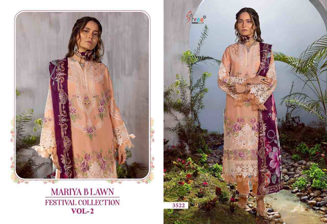 Mariya B Lawn Festival Collection Vol-2 By Shree Fabs 3521 To 3526 Series Designer Pakistani Suits Beautiful Stylish Fancy Colorful Party Wear & Occasional Wear Pure Lawn Cotton Print Embroidered Dresses At Wholesale Price