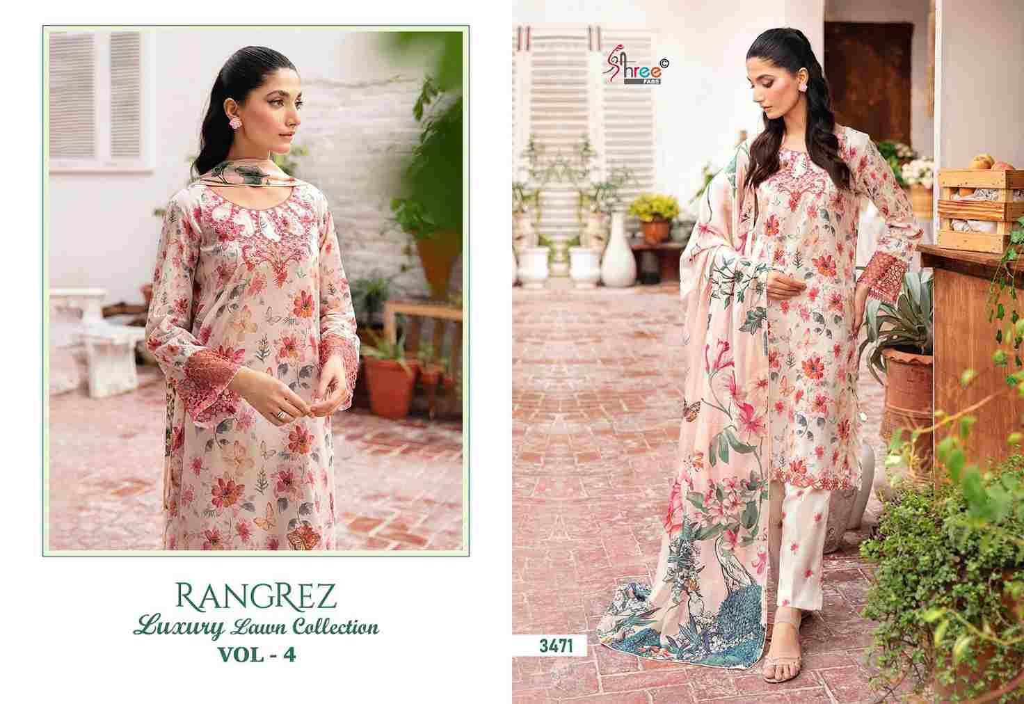 Rangrez Luxury Lawn Collection Vol-4 By Shree Fabs 3470 To 3476 Series Beautiful Pakistani Suits Colorful Stylish Fancy Casual Wear Pure Lawn Cotton Print With Work Dresses At Wholesale Price