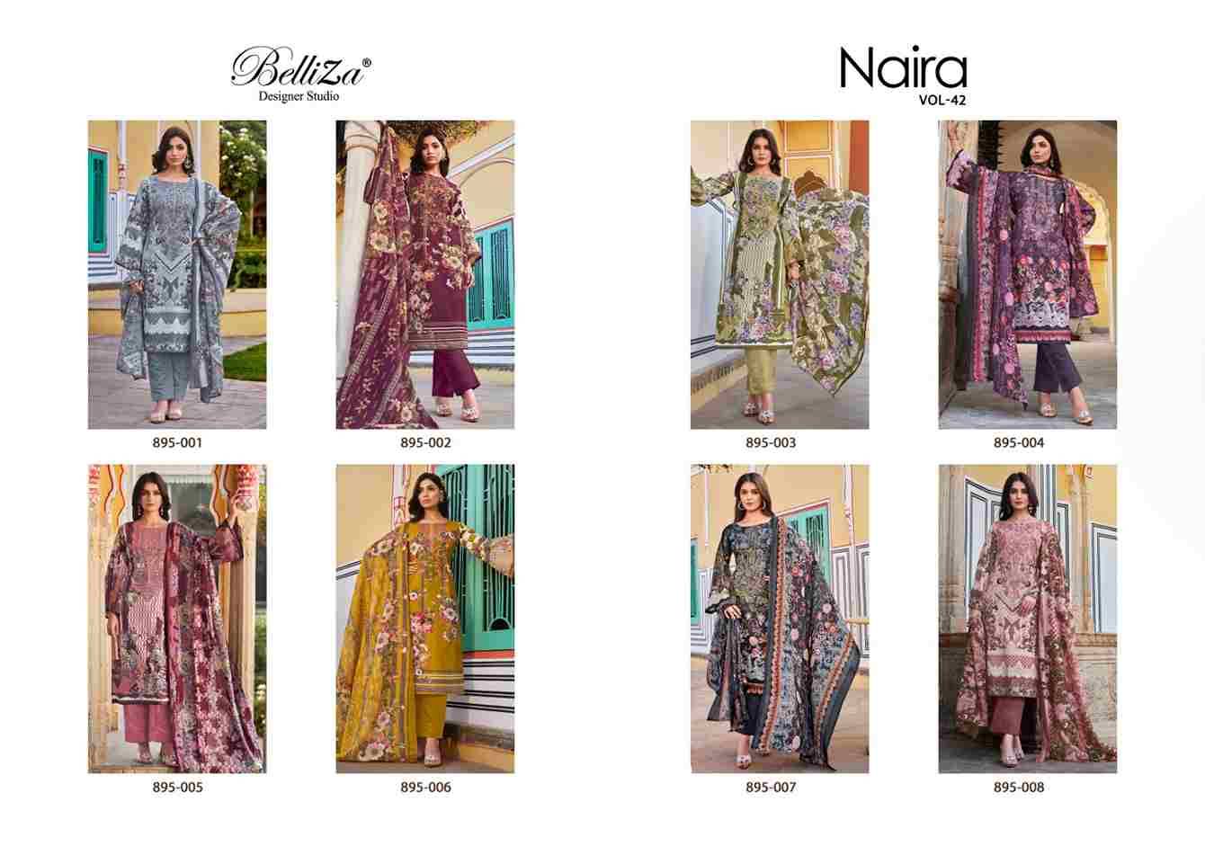 Naira Vol-42 By Belliza 895-001 To 895-008 Series Beautiful Festive Suits Stylish Fancy Colorful Casual Wear & Ethnic Wear Pure Cotton Print Dresses At Wholesale Price
