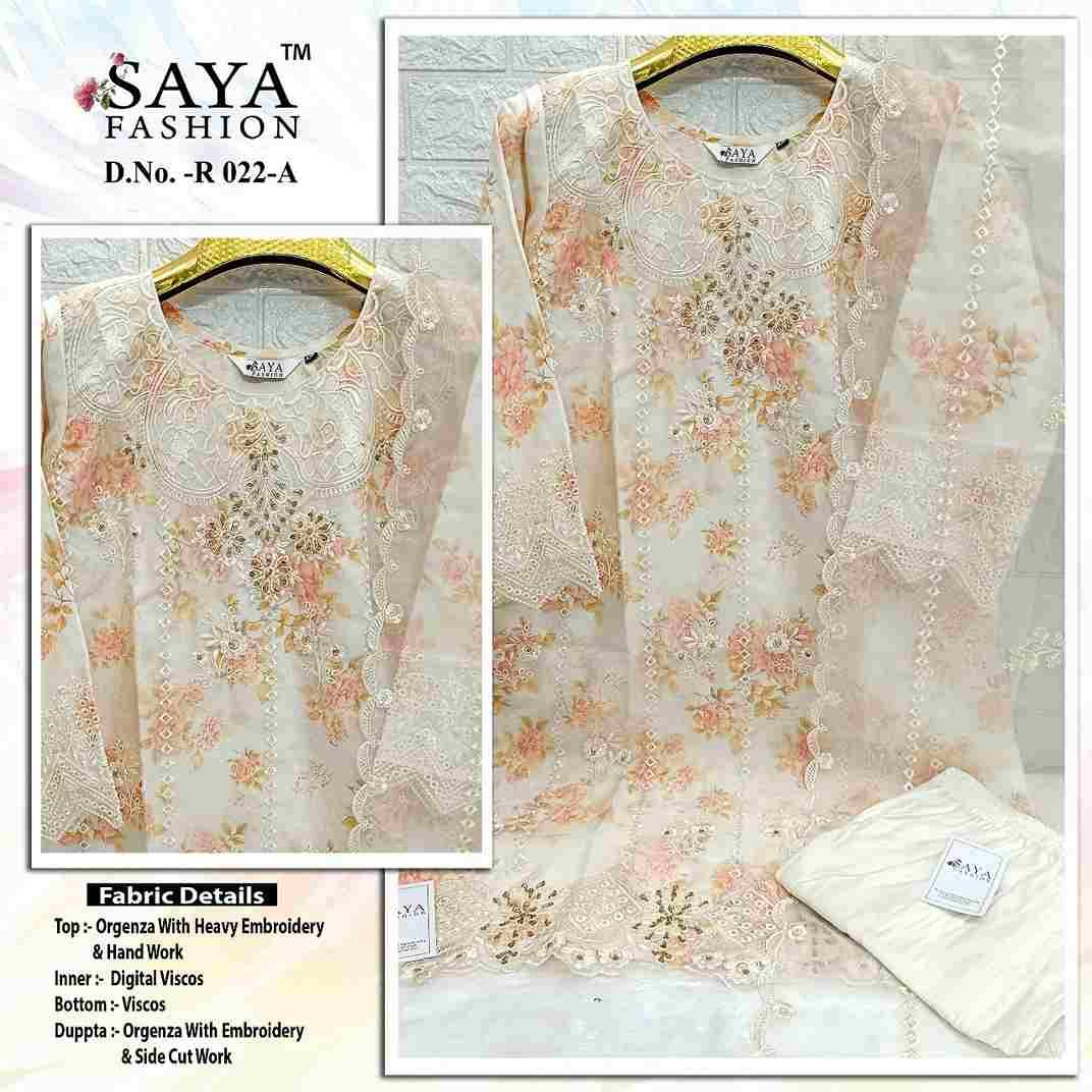 Saya-022 Colours By Saya Fashion 022-A To 022-C Series Beautiful Stylish Pakistani Suits Fancy Colorful Casual Wear & Ethnic Wear & Ready To Wear Organza Embroidered Dresses At Wholesale Price