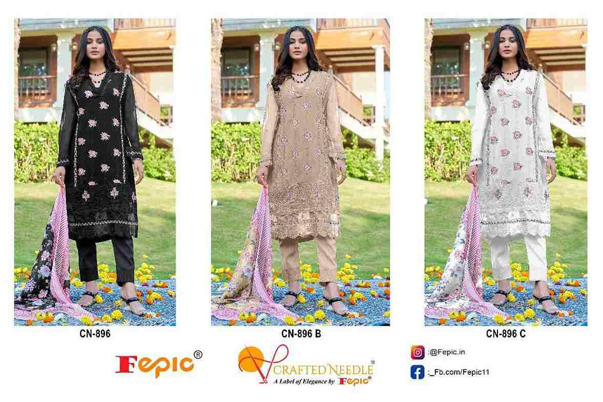 Fepic 896 Colours By Fepic 896-A To 896-C Series Beautiful Pakistani Suits Colorful Stylish Fancy Casual Wear & Ethnic Wear Georgette Embroidered Dresses At Wholesale Price