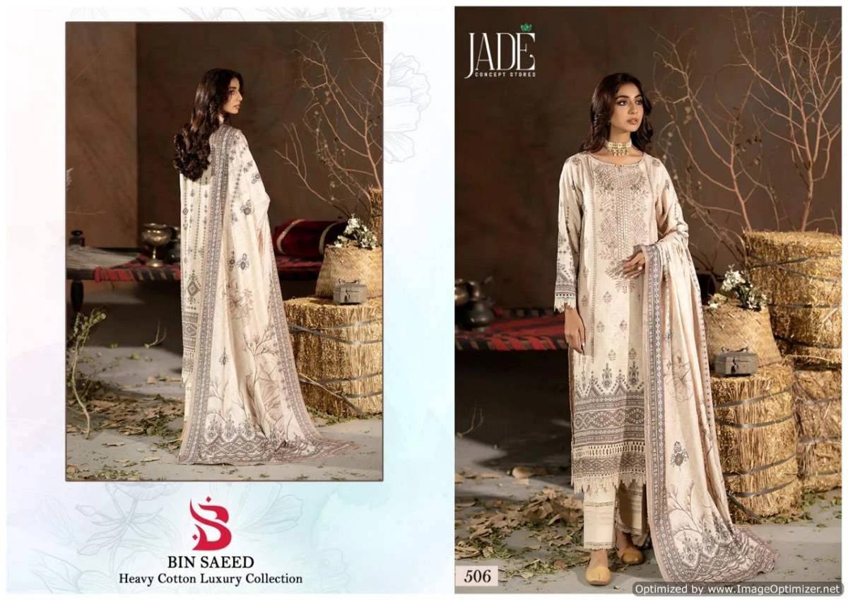 Bin Saeed Vol-5 By Jade 501 To 506 Series Beautiful Festive Suits Stylish Fancy Colorful Casual Wear & Ethnic Wear Pure Lawn Cotton Print Dresses At Wholesale Price