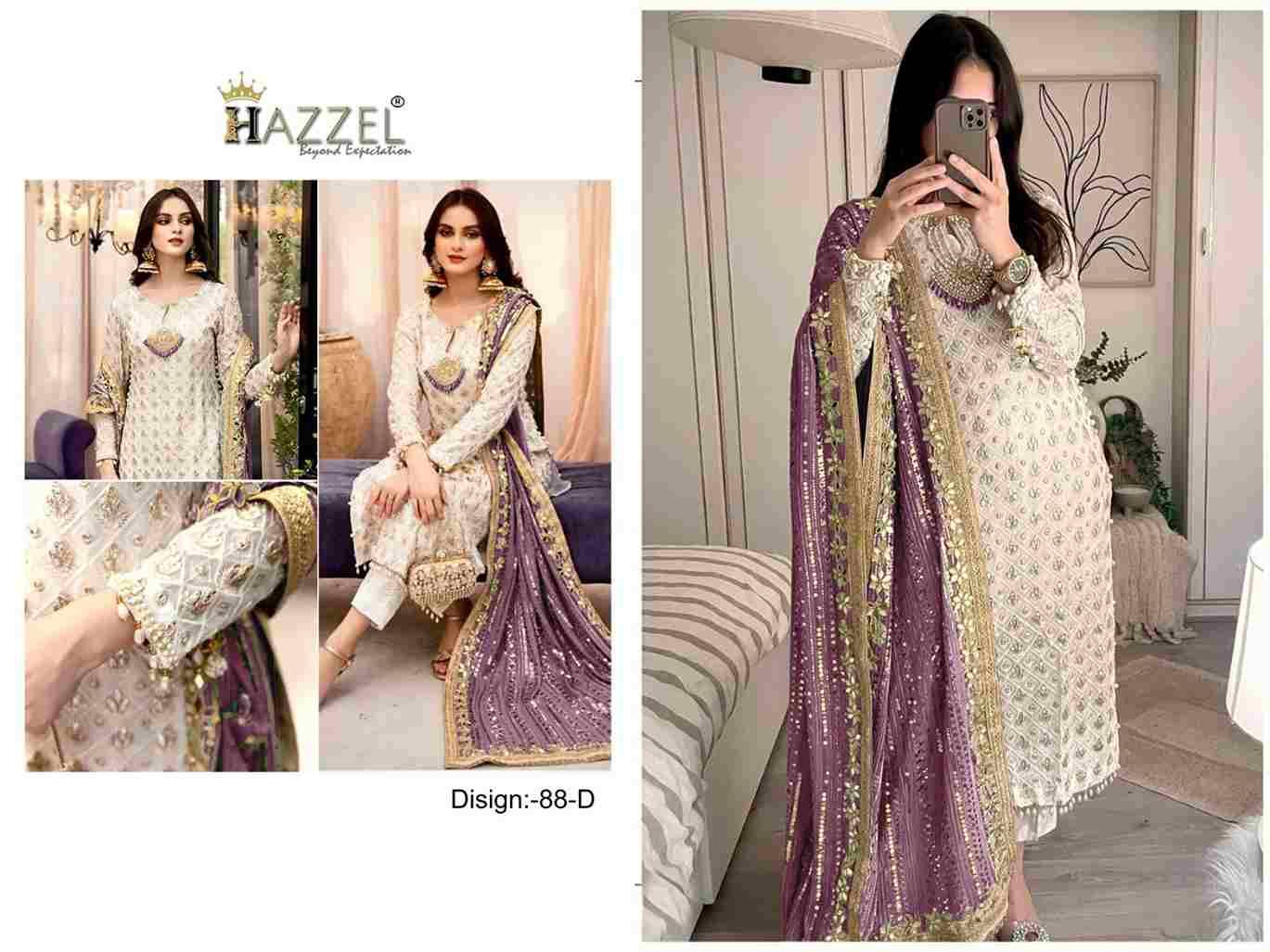 Hazzel 088 Colours By Hazzel 088-A To 088-F Series Pakistani Suits Collection Beautiful Stylish Fancy Colorful Party Wear & Occasional Wear Faux Georgette Dresses At Wholesale Price