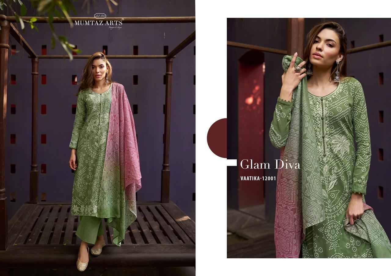 Vaatika By Mumtaz Arts 12001 To 12007 Series Designer Festive Suits Collection Beautiful Stylish Fancy Colorful Party Wear & Occasional Wear Pure Lawn Cambric Dresses At Wholesale Price