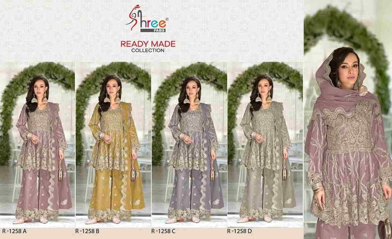 Shree Fabs Hit Design R-1258 Colours By Shree Fabs R-1258-A To R-1258-D Series Beautiful Pakistani Suits Stylish Fancy Colorful Party Wear & Occasional Wear Organza Embroidered Dresses At Wholesale Price