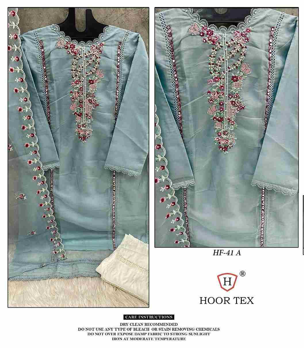 Hoor Tex Hit Design HF-41 Colours By Hoor Tex HF-41-A TO HF-41-D Series Beautiful Festive Suits Colorful Stylish Fancy Casual Wear & Ethnic Wear Heavy Organza Dresses At Wholesale Price