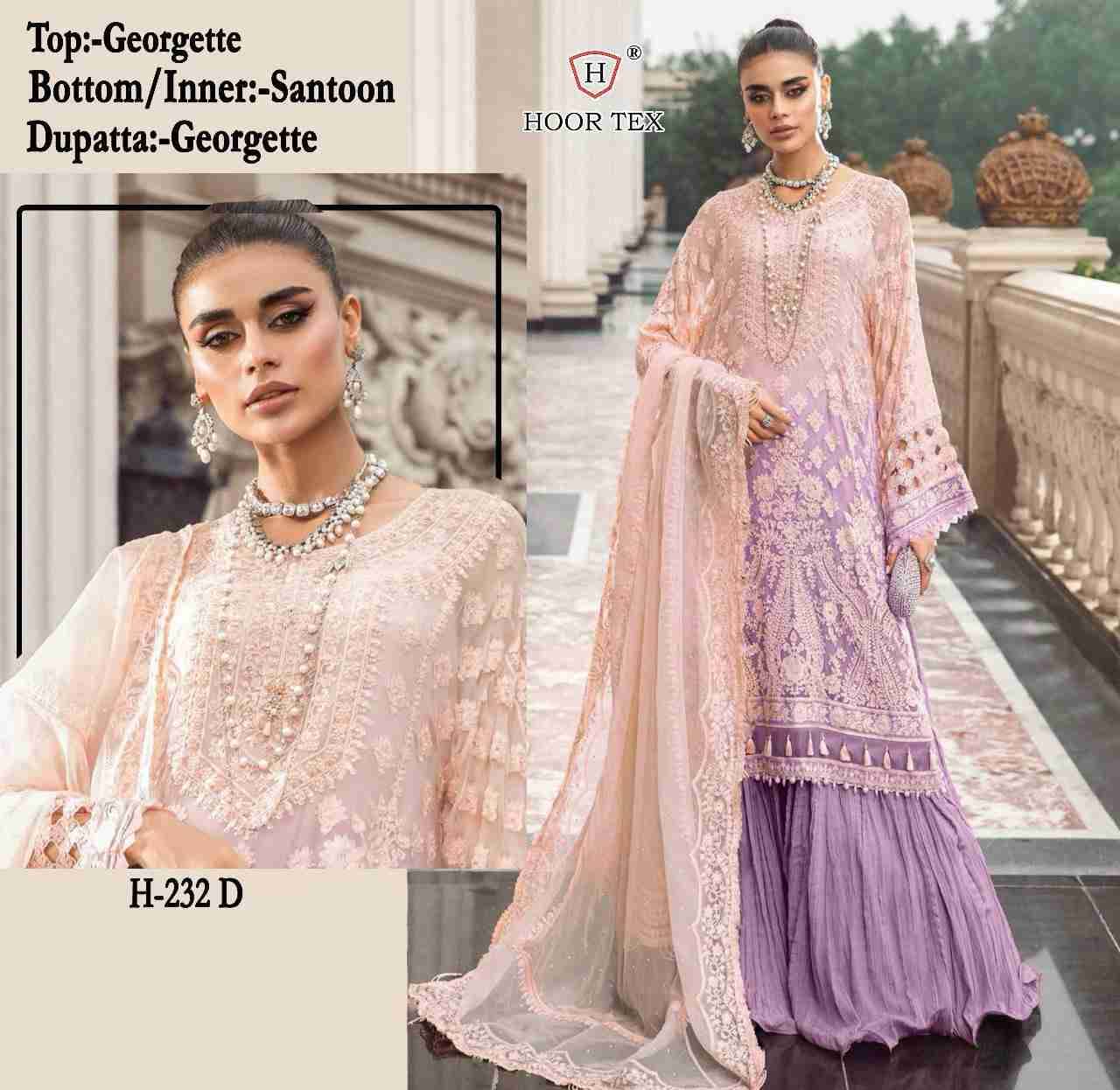 Hoor Tex Hit Design H-232 Colours By Hoor Tex H-232-A To H-232-D Series Designer Festive Pakistani Suits Collection Beautiful Stylish Fancy Colorful Party Wear & Occasional Wear Faux Georgette Embroidered Dresses At Wholesale Price