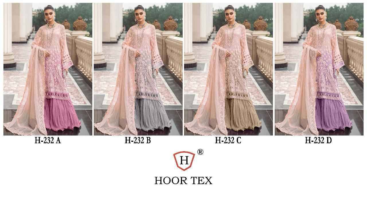 Hoor Tex Hit Design H-232 Colours By Hoor Tex H-232-A To H-232-D Series Designer Festive Pakistani Suits Collection Beautiful Stylish Fancy Colorful Party Wear & Occasional Wear Faux Georgette Embroidered Dresses At Wholesale Price