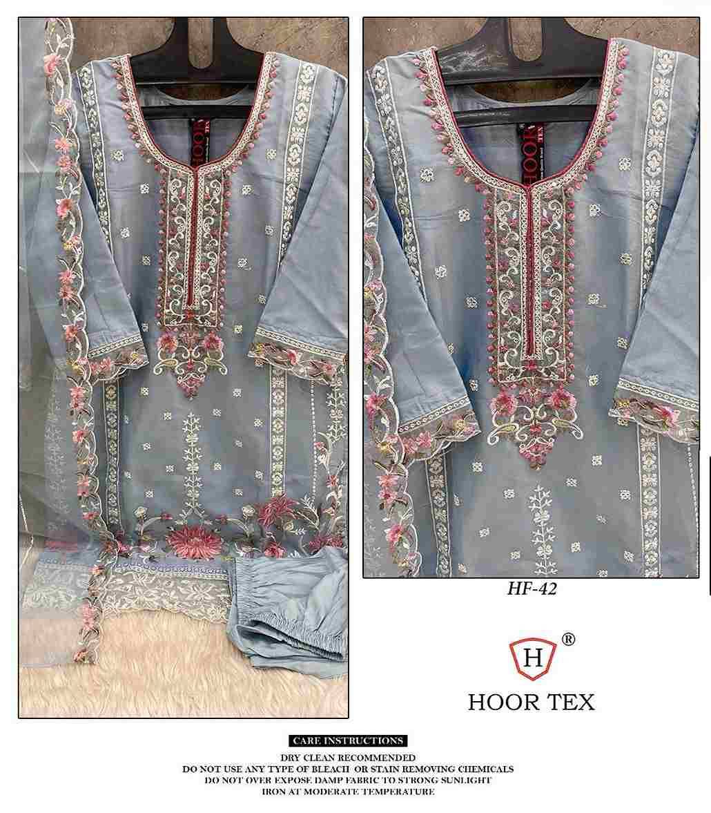 Hoor Tex Hit Design HF-42 By Hoor Tex Beautiful Festive Suits Colorful Stylish Fancy Casual Wear & Ethnic Wear Heavy Organza Dresses At Wholesale Price