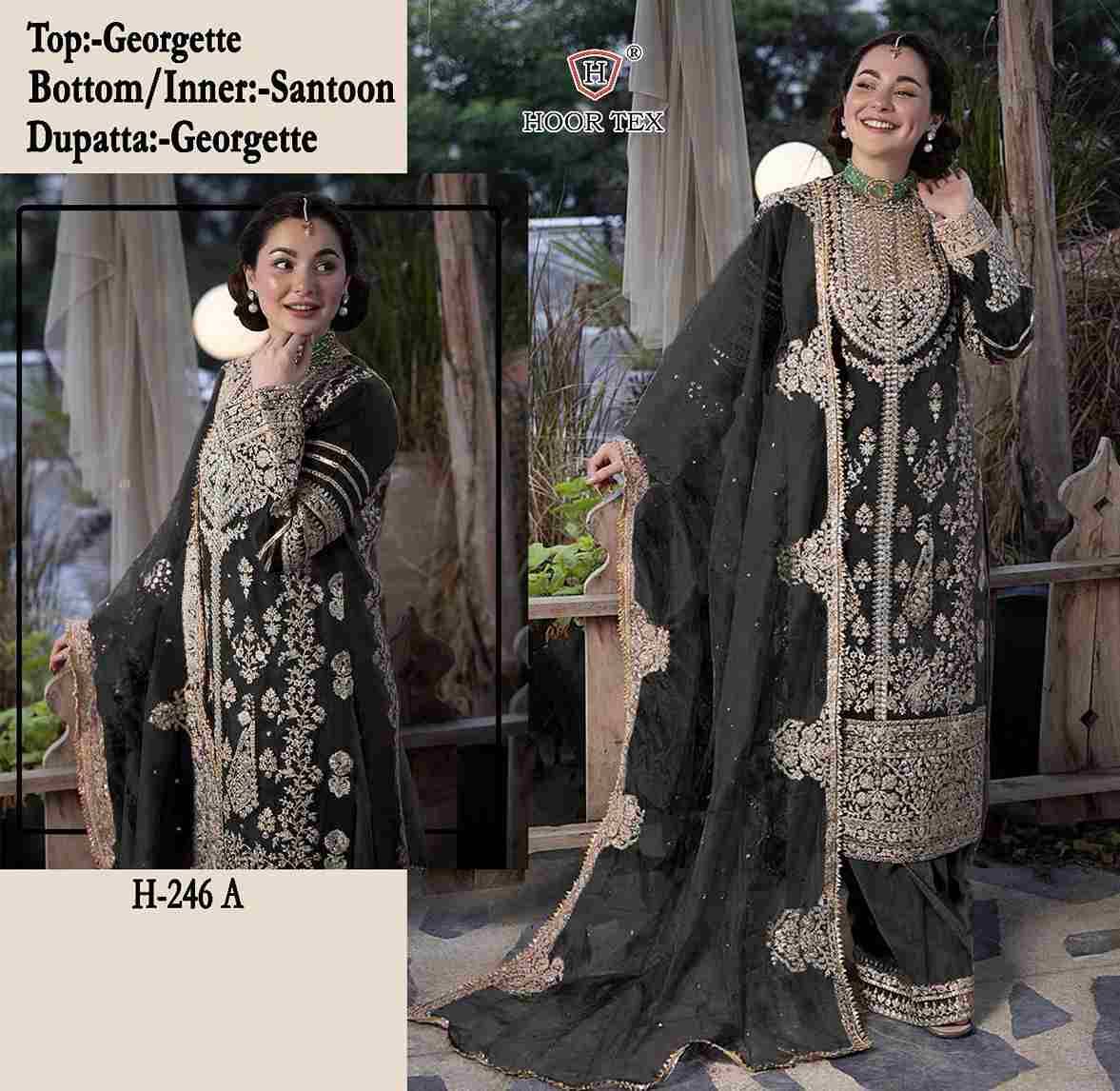 Hoor Tex Hit Design H-246 Colours By Hoor Tex H-246-A To H-246-E Series Beautiful Pakistani Suits Stylish Colorful Fancy Casual Wear & Ethnic Wear Faux Georgette Embroidered Dresses At Wholesale Price