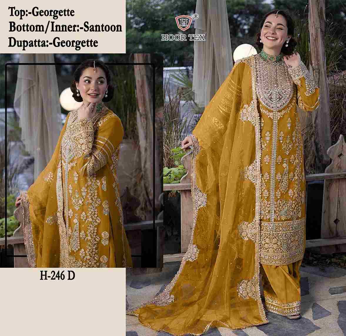 Hoor Tex Hit Design H-246 Colours By Hoor Tex H-246-A To H-246-E Series Beautiful Pakistani Suits Stylish Colorful Fancy Casual Wear & Ethnic Wear Faux Georgette Embroidered Dresses At Wholesale Price